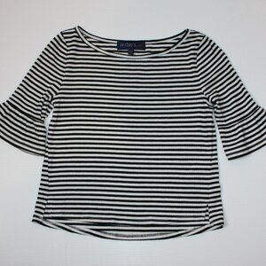 Weavers Girl's Stripe Shirt Top with 3/4 Length Flute Sleeves size M